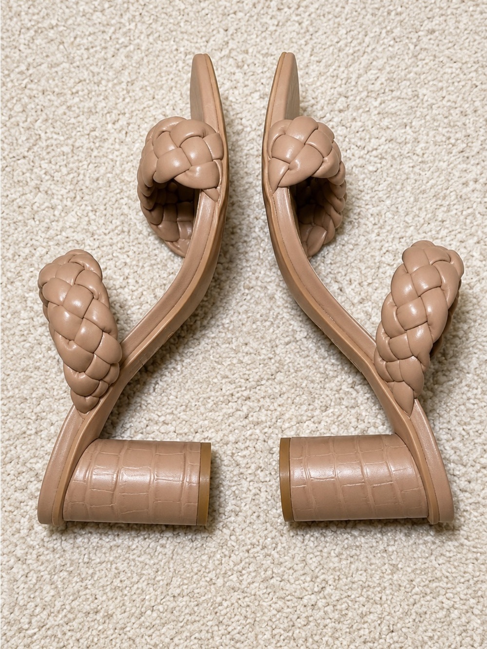 A New Day Nude Braided Block Heel Sandals Size 9 - Picture 4 of 5